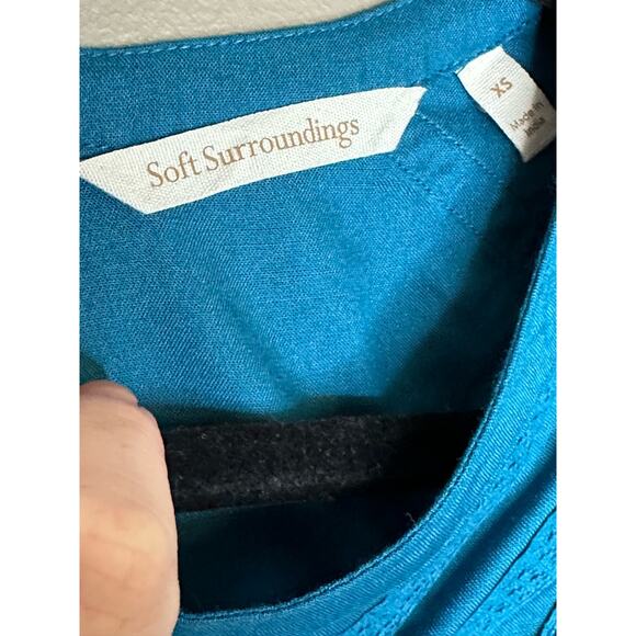 Soft Surroundings Blue Turquoise Long Sleeve 'Lithonia' Tunic Blouse Size XS - Picture 5 of 6